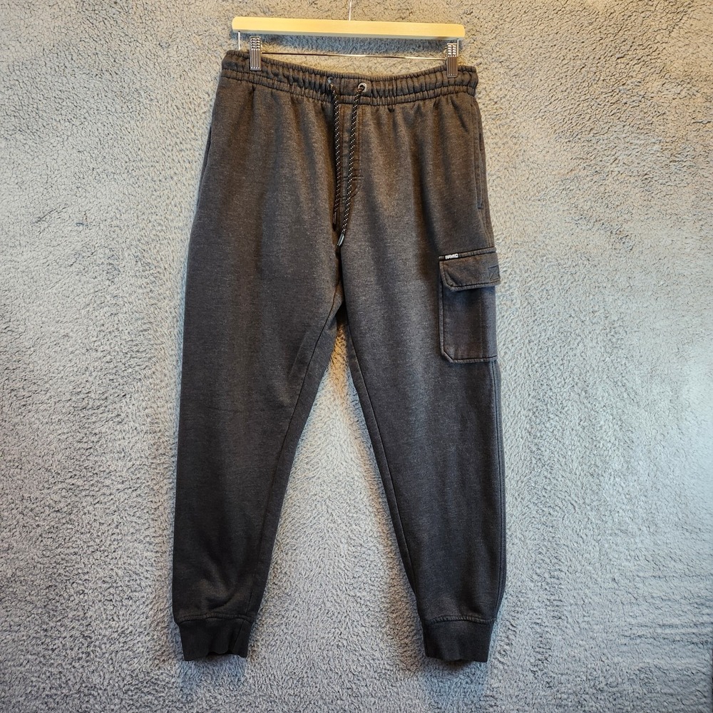 Hawk Jogger Pant Men Large Heather Gray Cotton Logo Lined Tapered Leg Drawstring